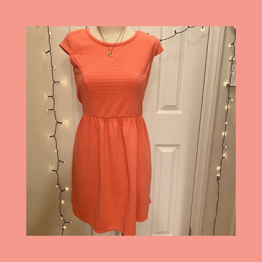 Coral Cap Sleeve Dress